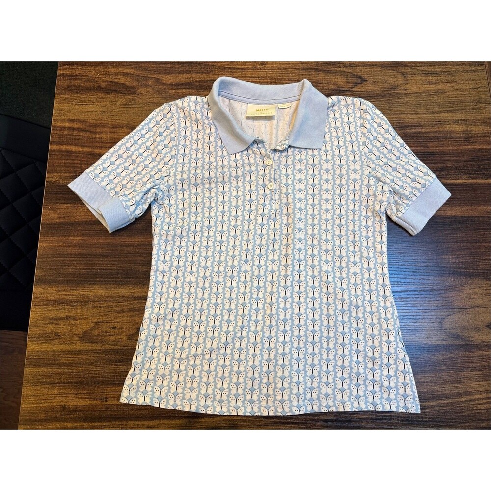Anthropologie Maeve Women’s Butterfly Print Polo Short Sleeve Top Sz: Small EUC